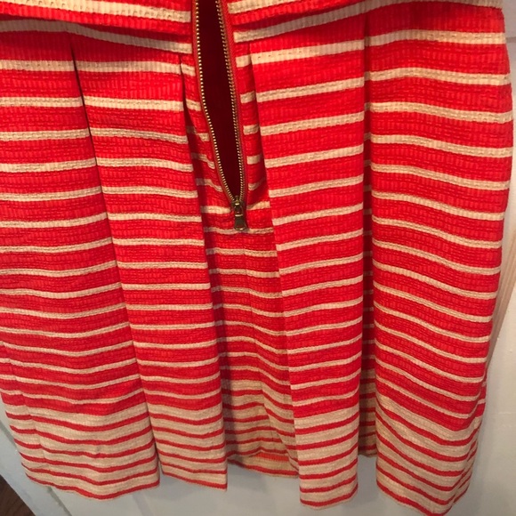 Taylor Dress orange Striped Fit & Flare Waffle Texture 50s Style/ Pockets Size 4 - Picture 5 of 10